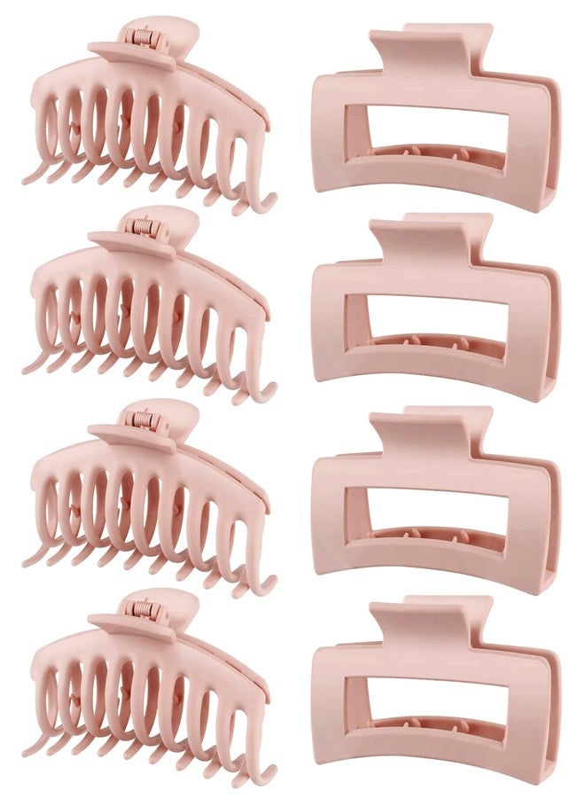 TOCESS Hair Claw Clips for Women - Large 8PK Neutral Matte Jumbo Square Hair Clips for Thick, Thin, Long, Short, Curly Hair Girls, Big Jaw Clip Set for Daily Use (Rosewater Pink) - Image 1